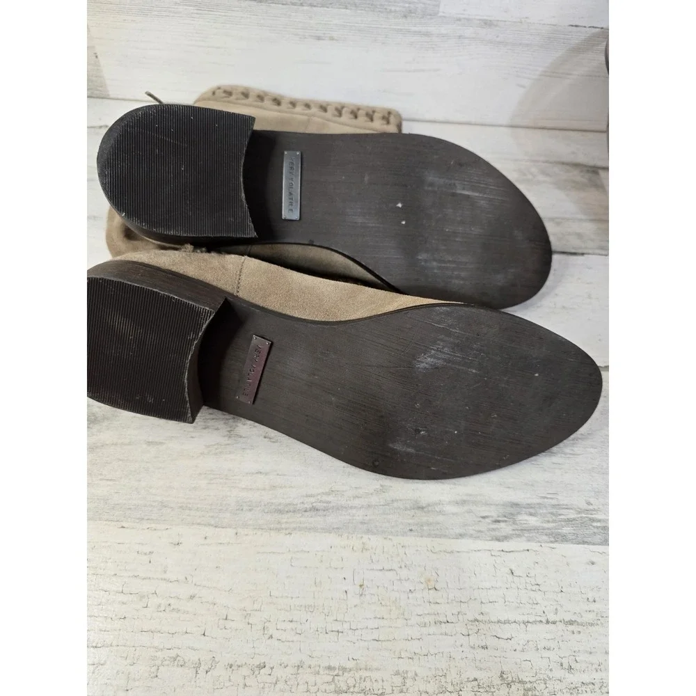 Very Volatile Womens 8.5 Taupe Suede Mid-Calf Boho Boots‎ Braided Tassel Accent